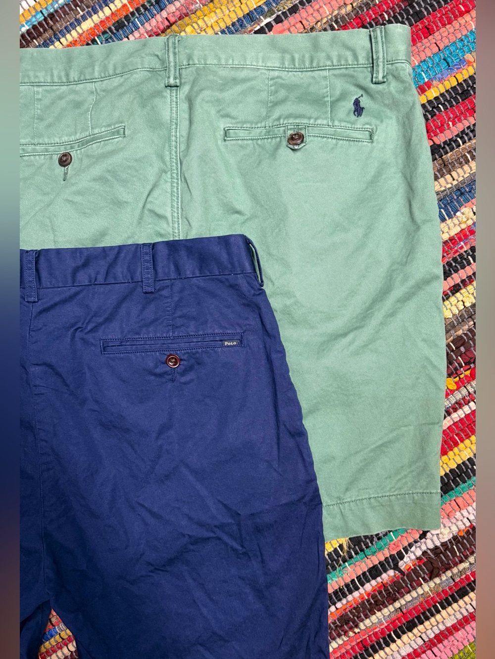 Polo Ralph Lauren Men's 34 Classic Fit 9” Inseam Blue And Green Shorts Lot Of 2